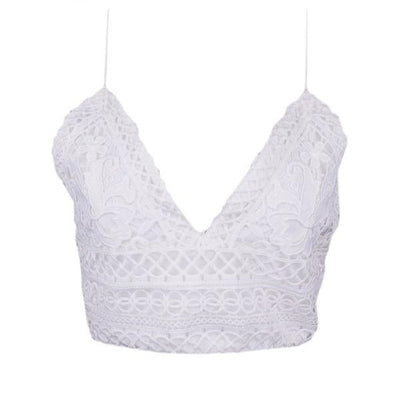 FASHERN LACE CROCHET CAMISOLE CROP TOP