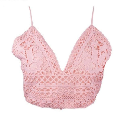 FASHERN LACE CROCHET CAMISOLE CROP TOP