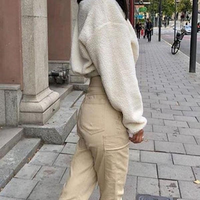 FASHERN FLUFFY ZIPPER SWEATSHIRT
