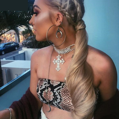 FASHERN SNAKESKIN PRINT CROP TOP