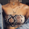 FASHERN SNAKESKIN PRINT CROP TOP