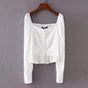 FASHERN SQUARE NECK CROCHET CROP TOP