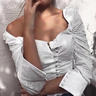 FASHERN SQUARE NECK CROCHET CROP TOP