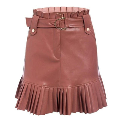 FASHERN FAUX LEATHER SKIRT