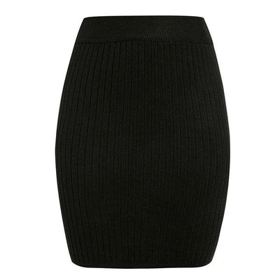 FASHERN ELASTIC KNIT MINI SKIRT