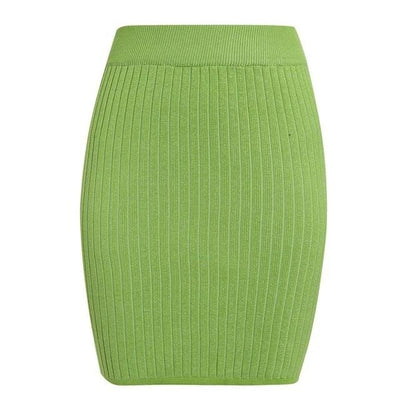 FASHERN ELASTIC KNIT MINI SKIRT