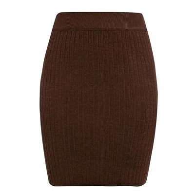 FASHERN ELASTIC KNIT MINI SKIRT