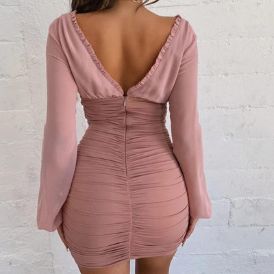 FASHERN CHIFFON BODYCON DRESS