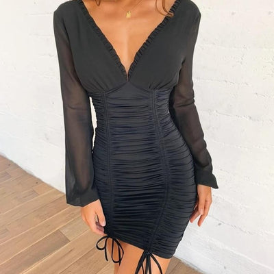 FASHERN CHIFFON BODYCON DRESS