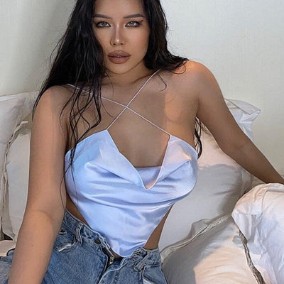 FASHERN BACKLESS CROP TOP