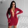 FASHERN V NECK BODYCON DRESS