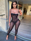 FASHERN MESH SHEER JUMPSUIT