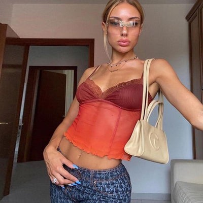 FASHERN MESH CROP TOP