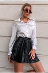 FASHERN PLEATED MINI SKIRT