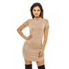 FASHERN SUEDE BODYCON DRESS