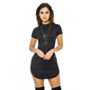 FASHERN SUEDE BODYCON DRESS