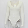FASHERN OFF SHOULDER RIBBED KNITTED BODYSUIT