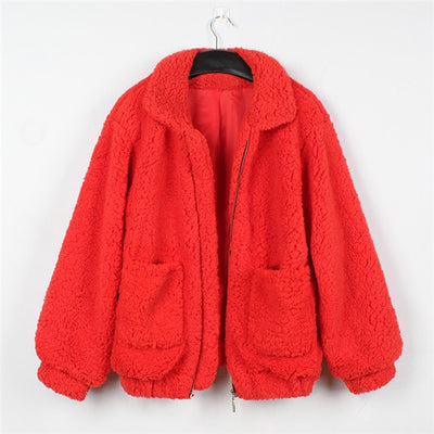 FASHERN FAUX LAMBSWOOL JACKET
