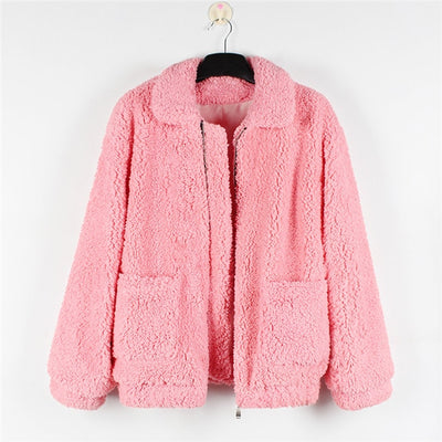 FASHERN FAUX LAMBSWOOL JACKET