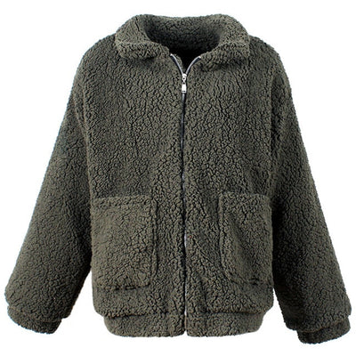 FASHERN FAUX LAMBSWOOL JACKET