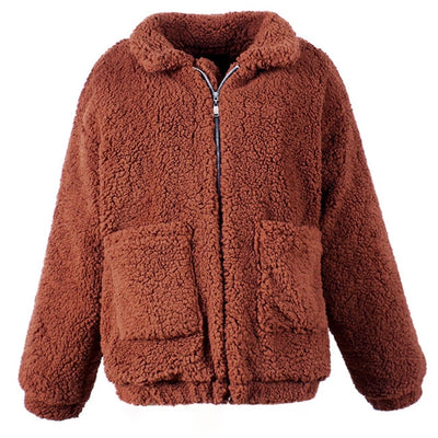 FASHERN FAUX LAMBSWOOL JACKET