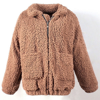 FASHERN FAUX LAMBSWOOL JACKET