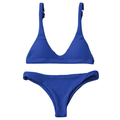 FASHERN PADDED SCOOP NECK BIKINI SET