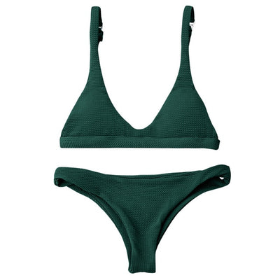 FASHERN PADDED SCOOP NECK BIKINI SET