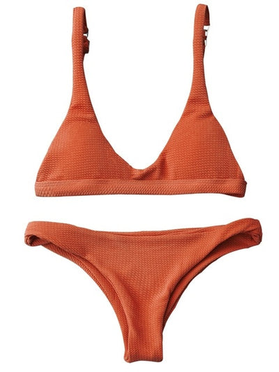 FASHERN PADDED SCOOP NECK BIKINI SET