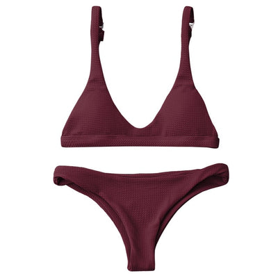FASHERN PADDED SCOOP NECK BIKINI SET
