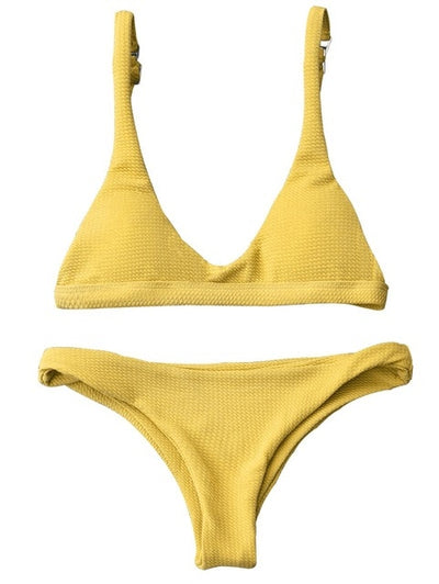 FASHERN PADDED SCOOP NECK BIKINI SET