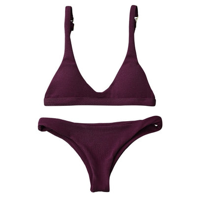 FASHERN PADDED SCOOP NECK BIKINI SET