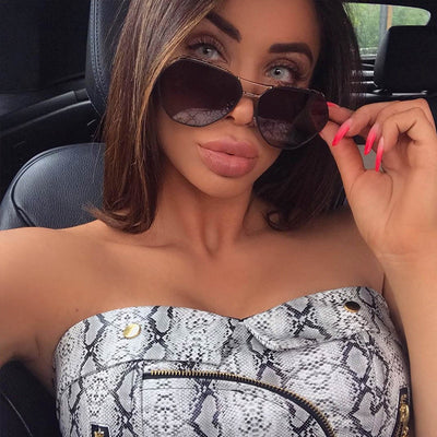FASHERN SNAKE PRINT ZIPPER TOP