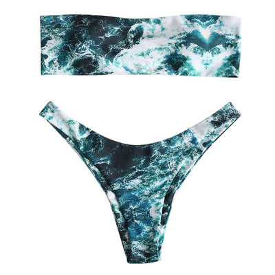 FASHERN ABSTRACT BANDEAU BIKINI