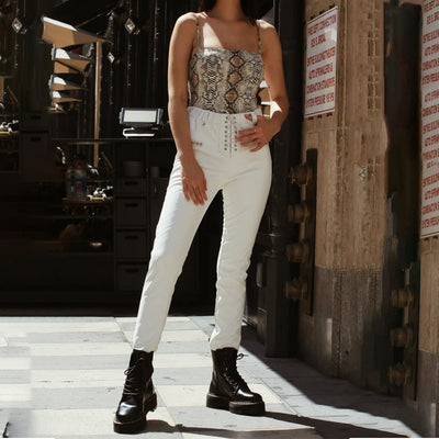 FASHERN PRINT SPAGHETTI STRAP BODYSUIT